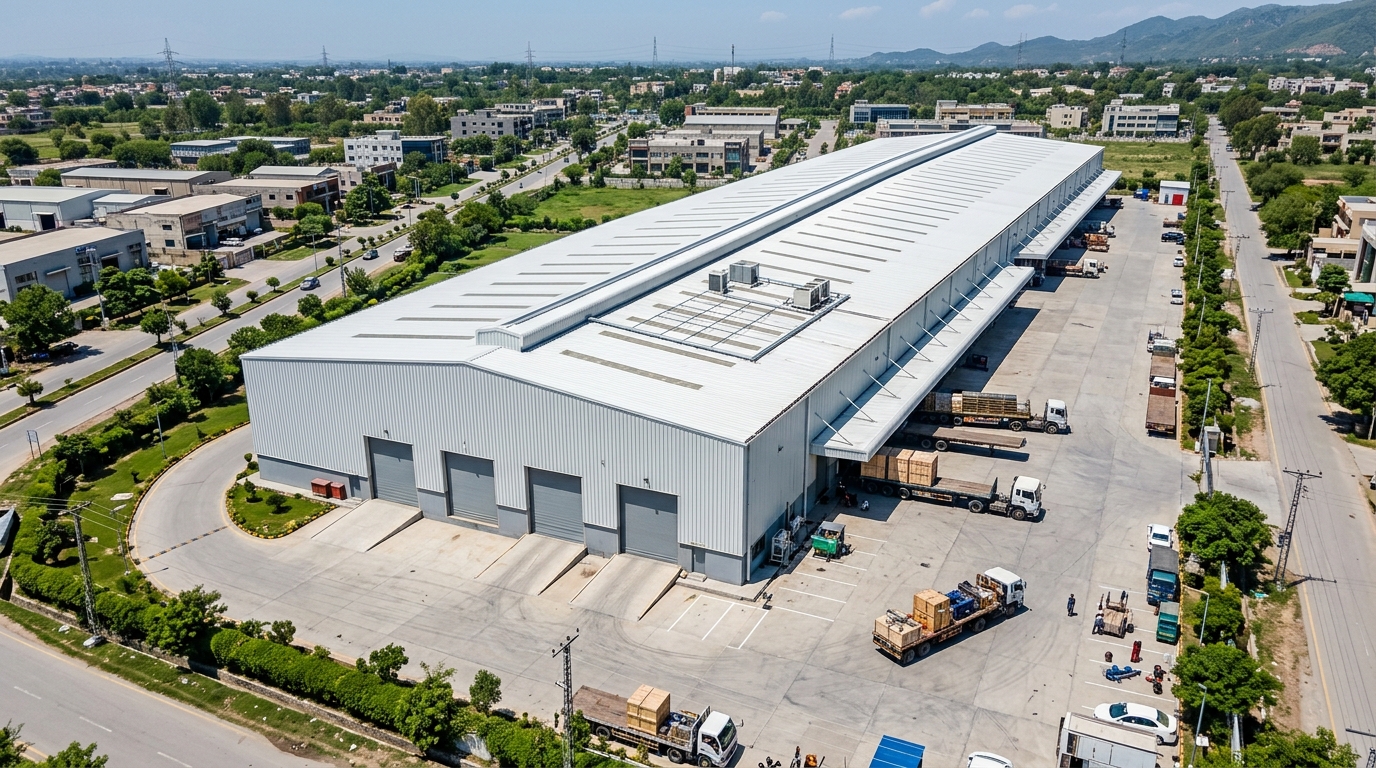 Aerial view of warehouse site