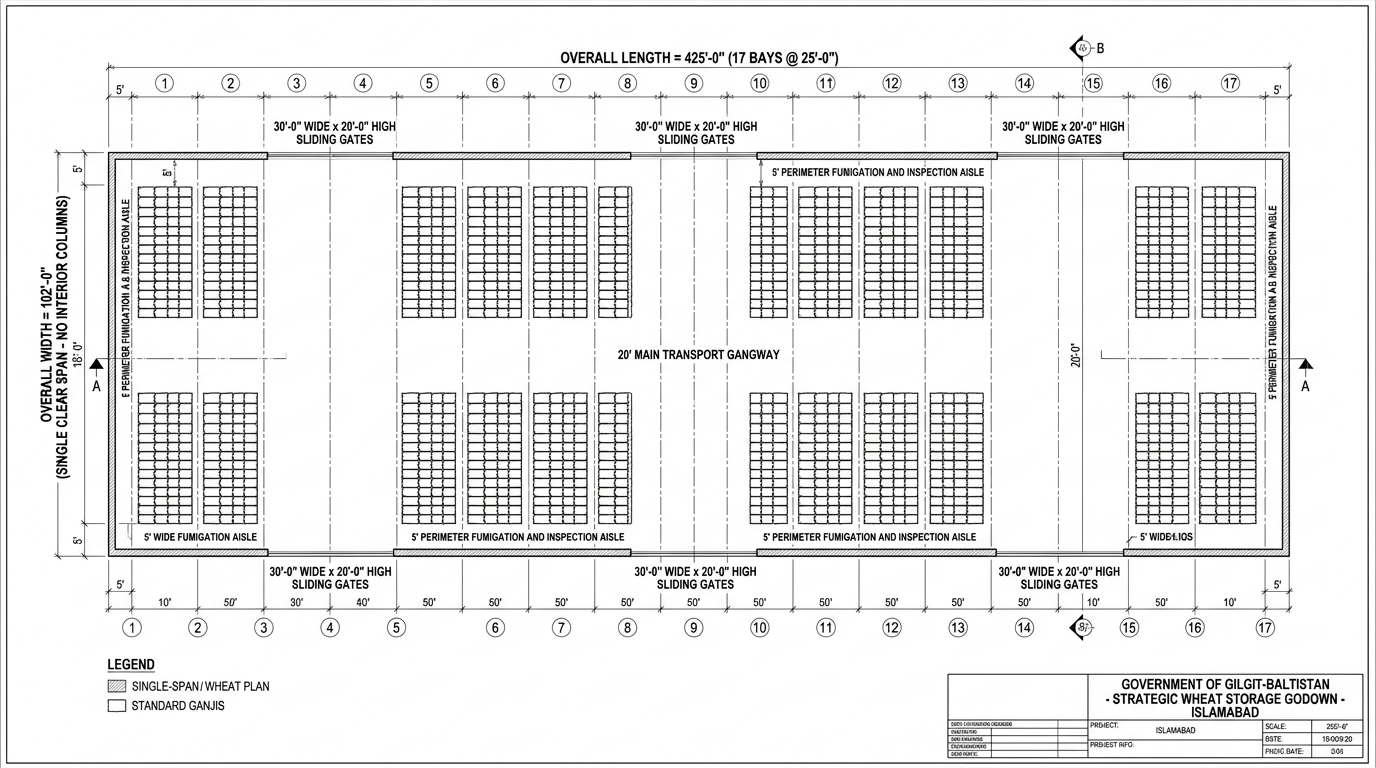 Exact 2D Architectural Blueprint Floor Plan - 102x425 ft