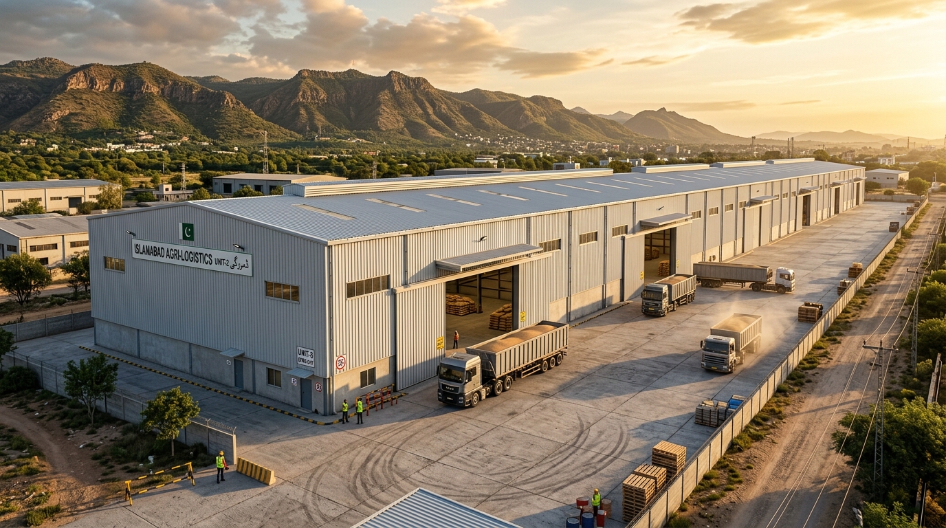 3D Exterior Master Render - 102x425 ft Warehouse in Islamabad